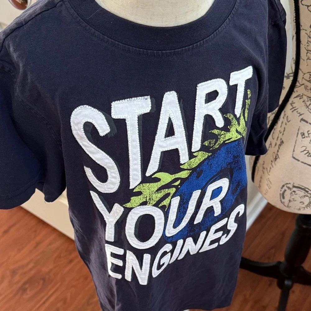 🏎️ Gymboree Navy 'Start Your Engines' Tee 🏁